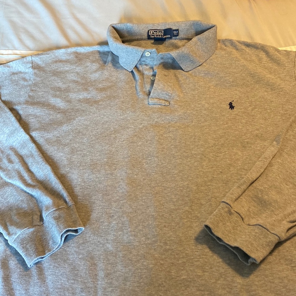 Mens Polo Ralph Lauren LS Interlock 3XLT Gray Heather Soft Cotton Like New